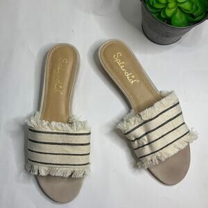 Splendid Cream Fringe Baldwyn Slide Flat Boho Sandals S-100 Size 9